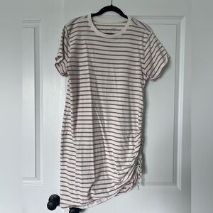 Universal Thread Striped Tee Dress in White and Light Brown